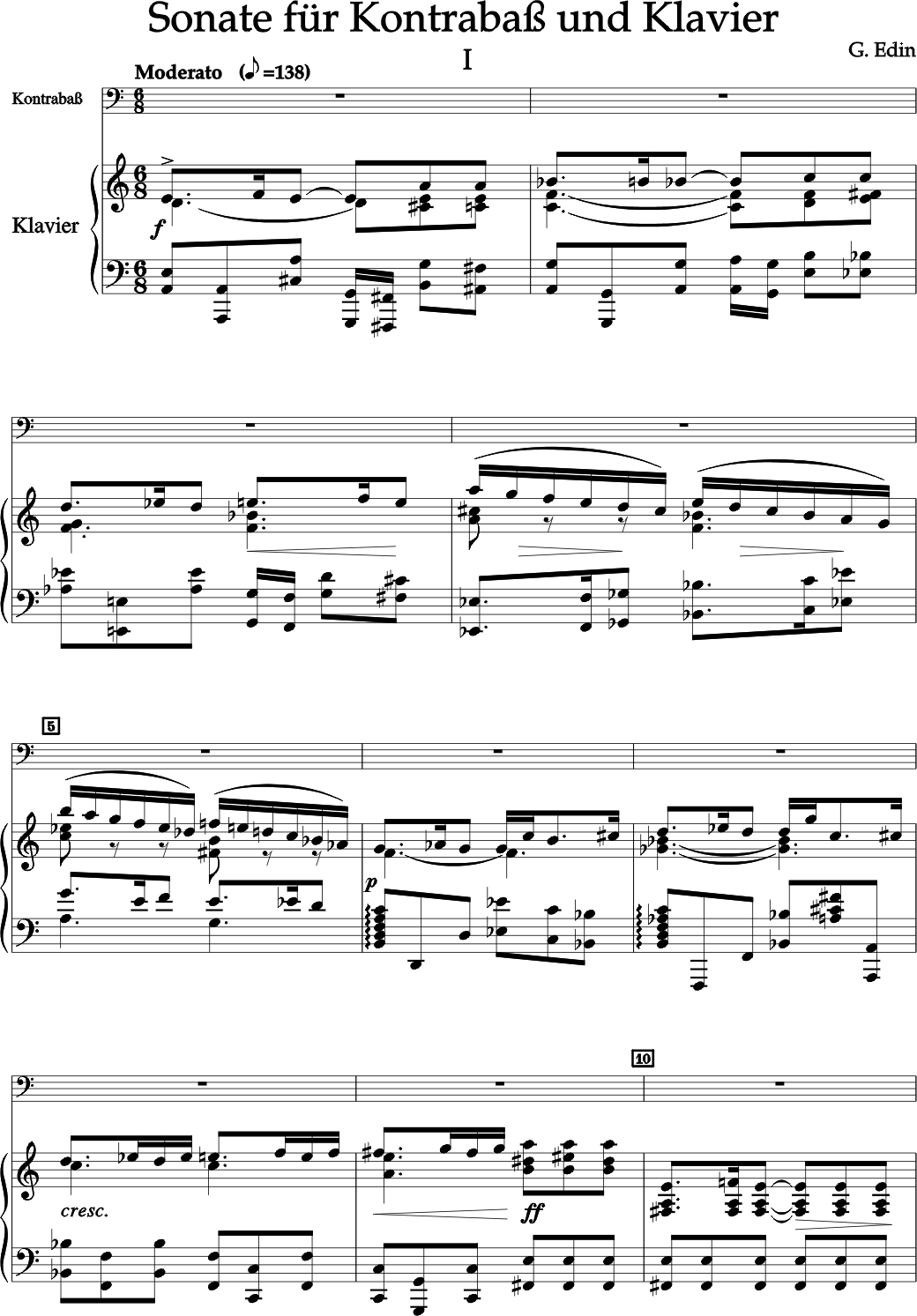 Edin Sonate für Kontrabass und Klavier