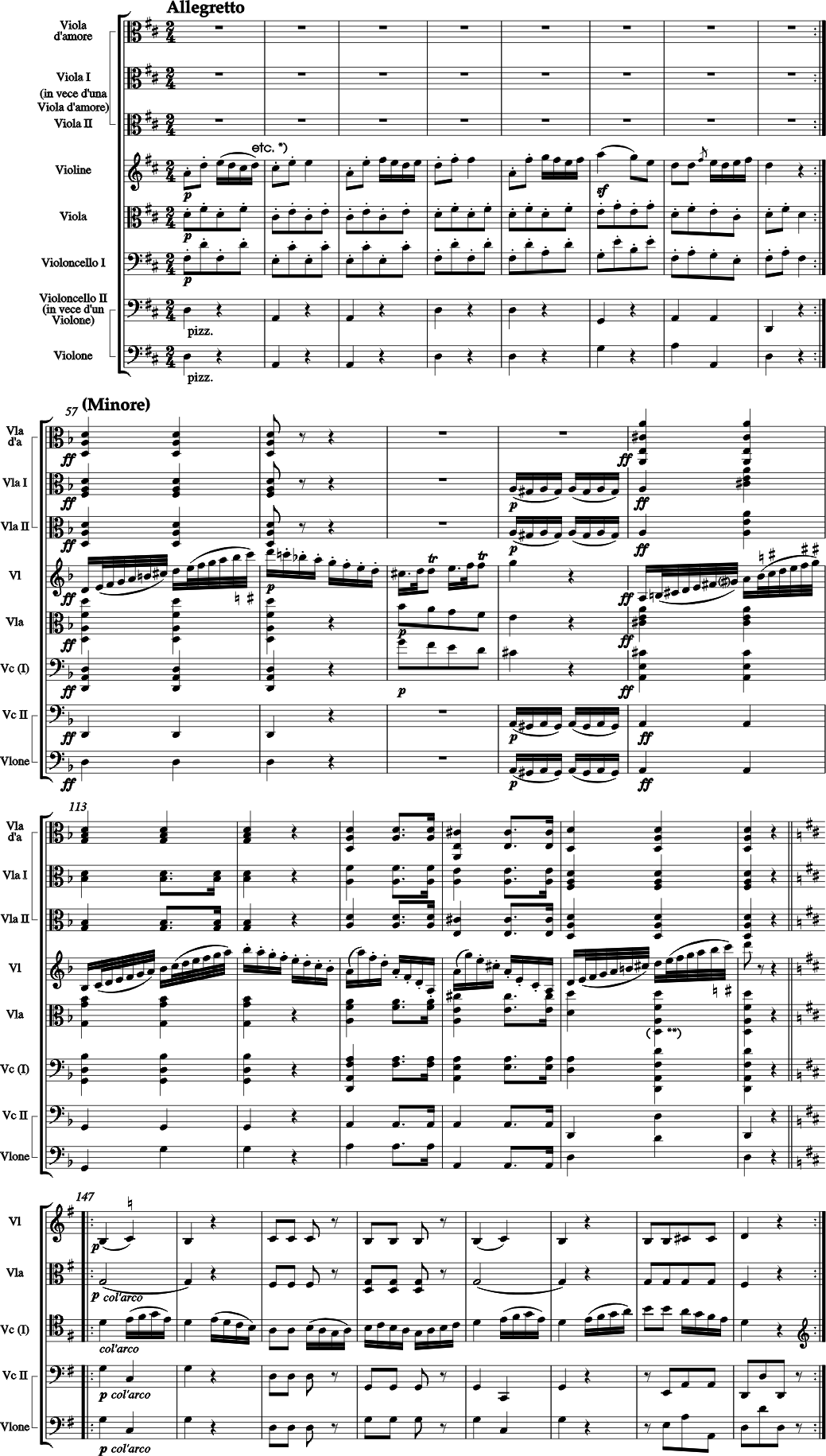 Viola d'amour, Violon, Alto, Violoncelle et Violone / Contrebas (Violoncelle 