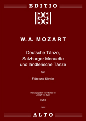 Wolfgang Amadeus Mozart Deutsche Tänze, Salzburger Menuette ländlerische Tänze Flöte Klavier