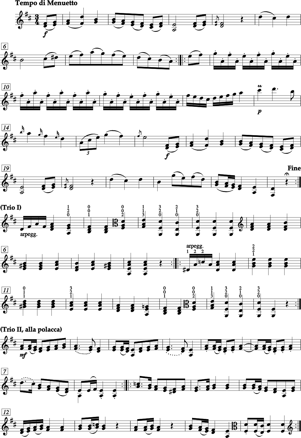 FRANZ ANTON HOFFMEISTER QUARTETTO II Mi bemolle maggiore (Re maggiore) per Viola d'amore, due Violini, Violoncello e due Corni ad libitum