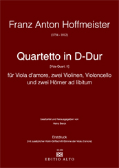 Franz Anton Hoffmeister Quartetto II E flat major Viola d'amore, two Violins, Cello 
        2 Corni ad lib.