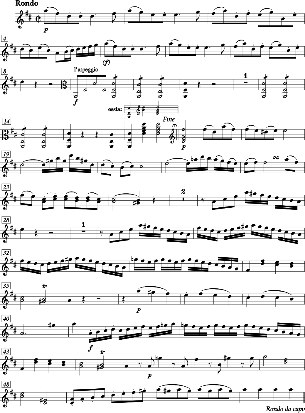 FRANZ ANTON HOFFMEISTER QUARTETTO IV Mi bemolle maggiore (Re maggiore) per Viola d'amore, due Violini, Violoncello e due Corni ad libitum