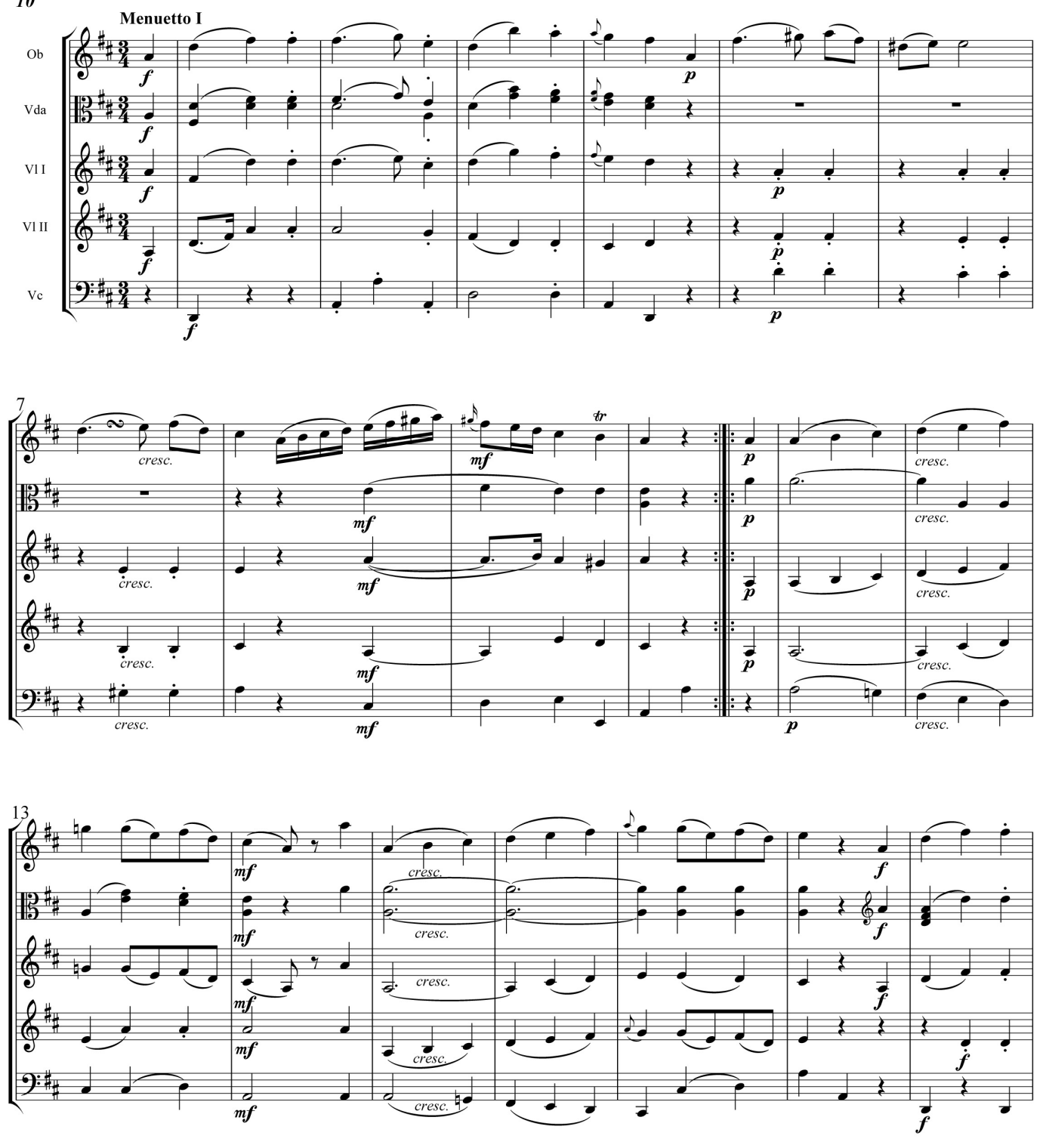 Franz Anton Hoffmeister Divertimento D major Oboe, Viola d'amore, two Violins and Cello