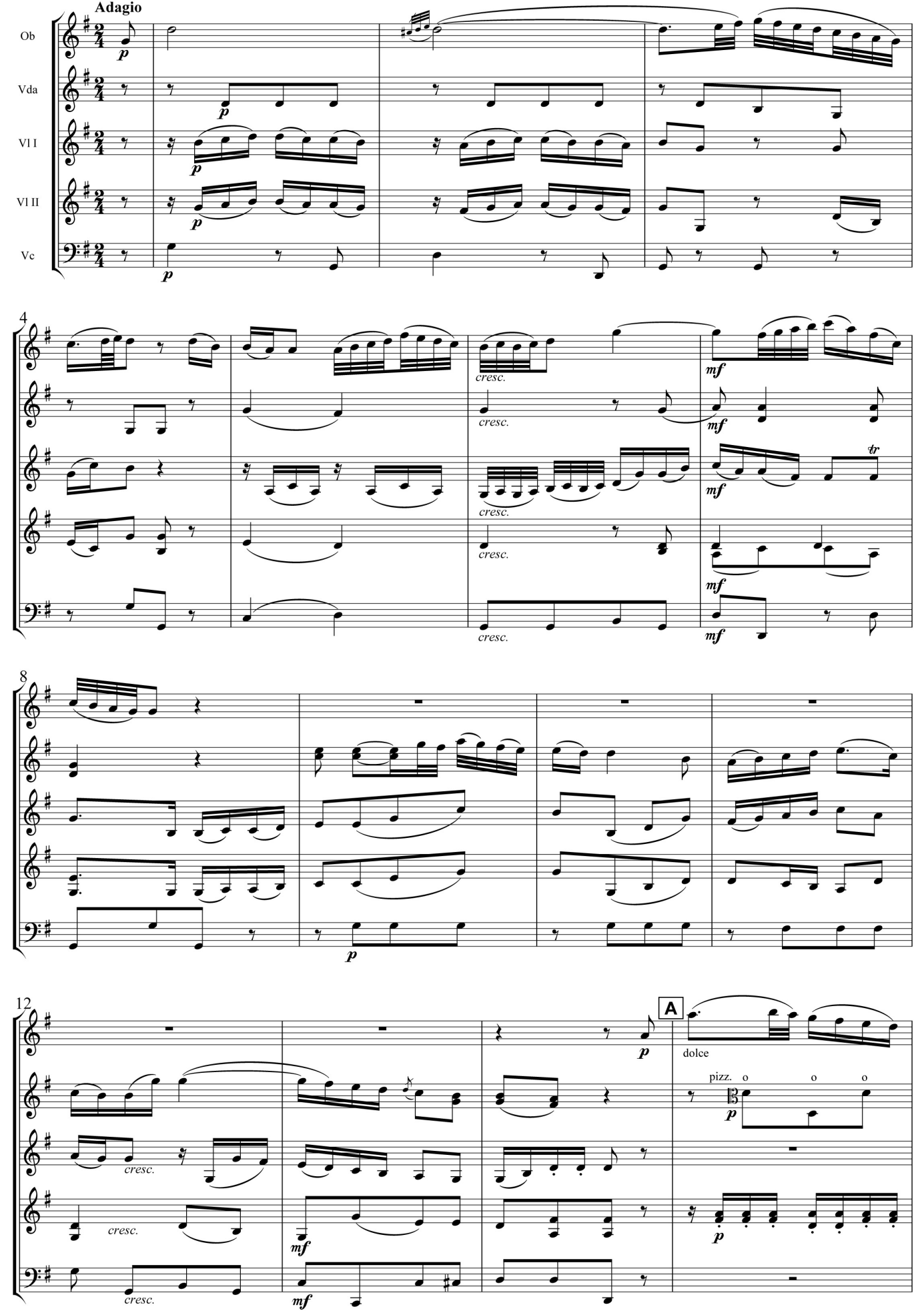 Franz Anton Hoffmeister Divertimento Re maggiore Oboe, Viola d'amore, due Violini e Violoncello