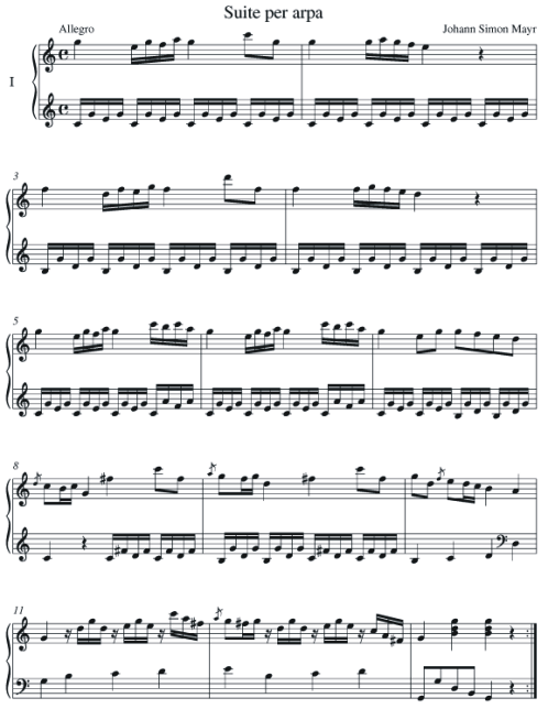 Johann Simon Mayr Suite für Harfe