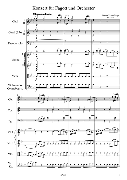 Giovanni Simone Mayr Concertino C major Viola Piano