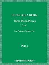 Peter Jona Korn 3 Piano Pieces op. 2